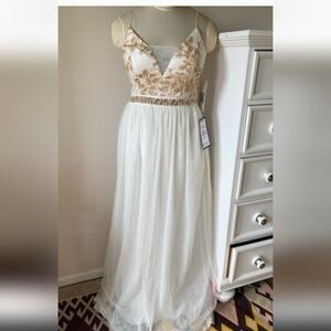 Elegant White and Gold Gown